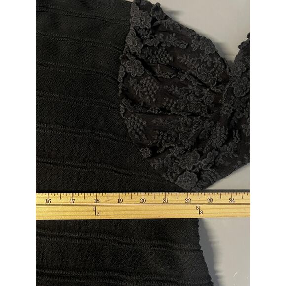 Anthropologie Eri + Ali Sweater Womens XL Black Lace Balloon Sleeve Knit - Picture 11 of 13